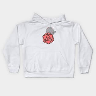 Cute Cat with Polyhedral D20 Dice Kids Hoodie